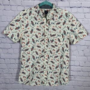 J.Crew Mens Short Sleeve Golf Print Button Down Cream Multi Size M Golf Prep